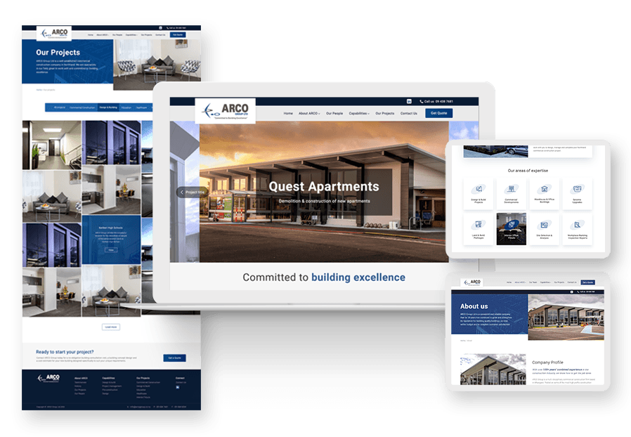 Zasderotang created the website for construction company ARCO to present their services